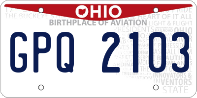 OH license plate GPQ2103