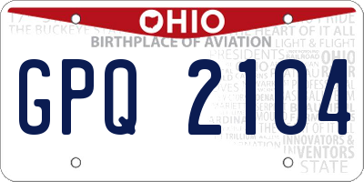 OH license plate GPQ2104