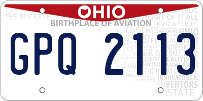 OH license plate GPQ2113