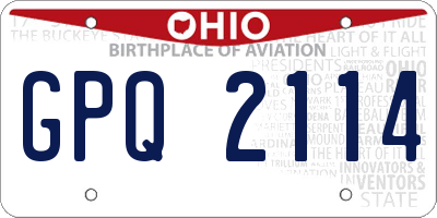 OH license plate GPQ2114