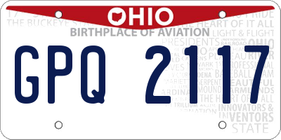 OH license plate GPQ2117
