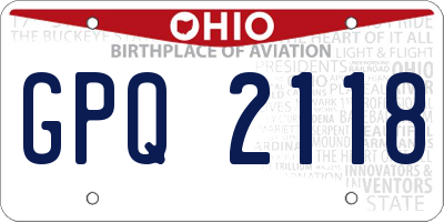 OH license plate GPQ2118