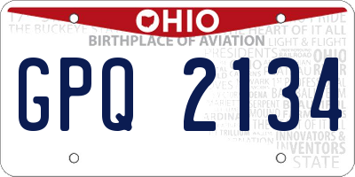 OH license plate GPQ2134