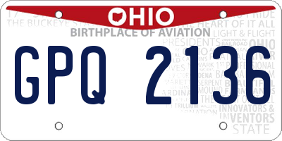 OH license plate GPQ2136