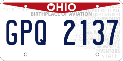 OH license plate GPQ2137