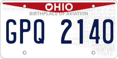 OH license plate GPQ2140