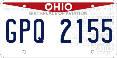 OH license plate GPQ2155
