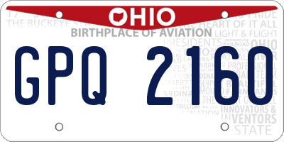 OH license plate GPQ2160