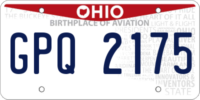 OH license plate GPQ2175