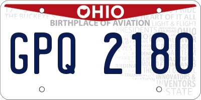 OH license plate GPQ2180