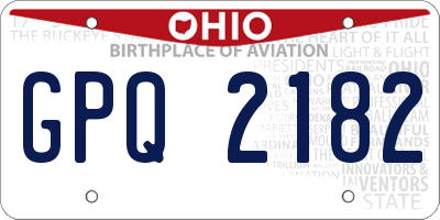 OH license plate GPQ2182