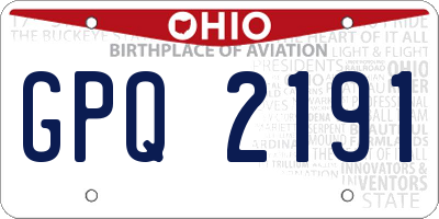 OH license plate GPQ2191