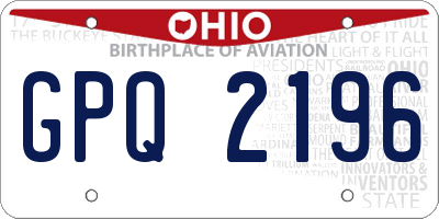 OH license plate GPQ2196