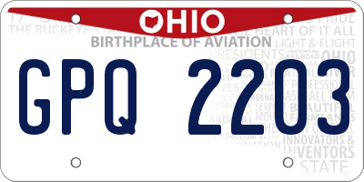 OH license plate GPQ2203