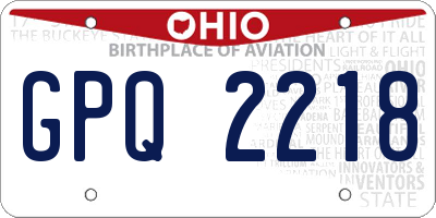 OH license plate GPQ2218