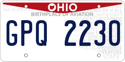 OH license plate GPQ2230