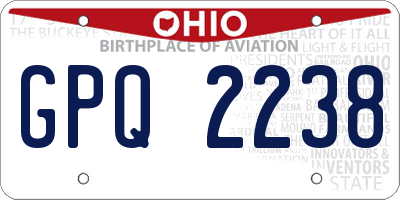 OH license plate GPQ2238