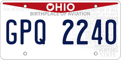 OH license plate GPQ2240