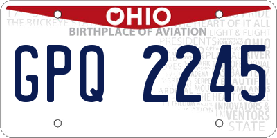 OH license plate GPQ2245