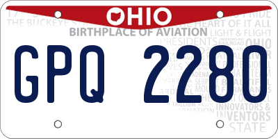 OH license plate GPQ2280