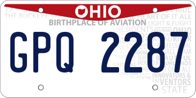 OH license plate GPQ2287