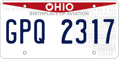 OH license plate GPQ2317
