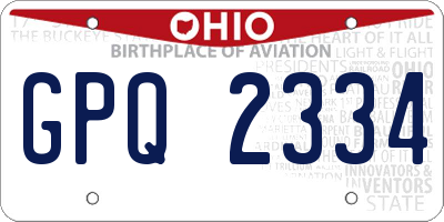 OH license plate GPQ2334