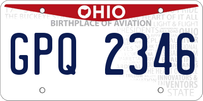 OH license plate GPQ2346