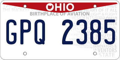 OH license plate GPQ2385