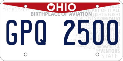 OH license plate GPQ2500