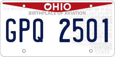 OH license plate GPQ2501