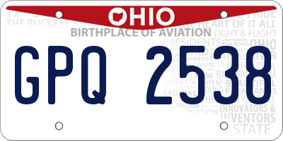 OH license plate GPQ2538