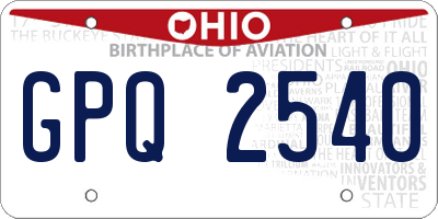 OH license plate GPQ2540