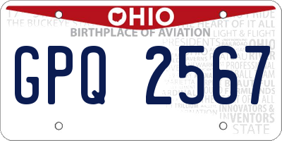 OH license plate GPQ2567
