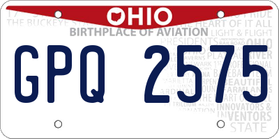 OH license plate GPQ2575
