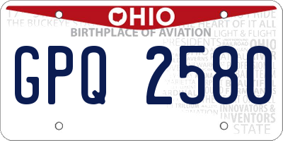 OH license plate GPQ2580