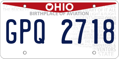 OH license plate GPQ2718