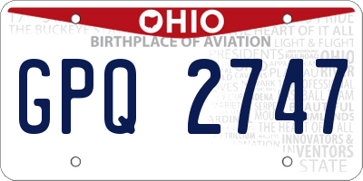 OH license plate GPQ2747
