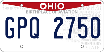 OH license plate GPQ2750