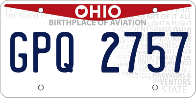 OH license plate GPQ2757