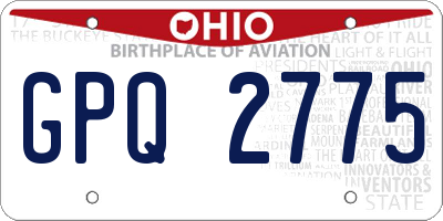 OH license plate GPQ2775
