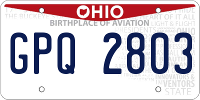 OH license plate GPQ2803
