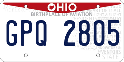 OH license plate GPQ2805