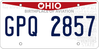 OH license plate GPQ2857