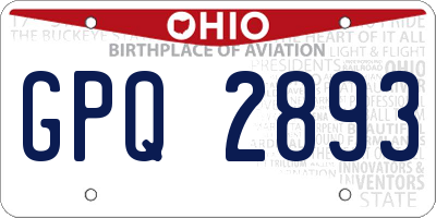 OH license plate GPQ2893