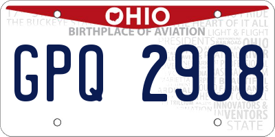 OH license plate GPQ2908