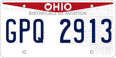 OH license plate GPQ2913