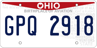 OH license plate GPQ2918