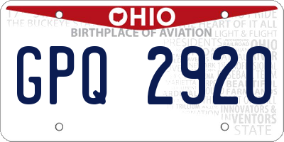 OH license plate GPQ2920