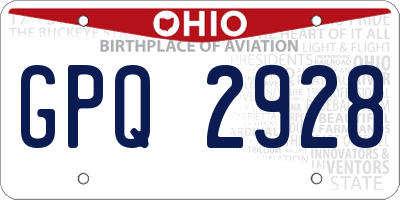 OH license plate GPQ2928
